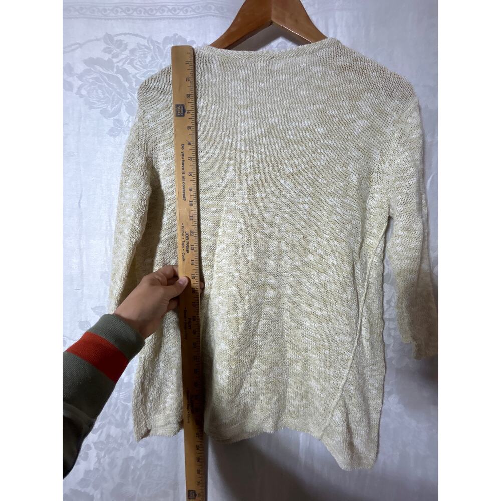 PureJill J Jill Sweater Small Beige Open Knit Cotton Asymmetric - Picture 10 of 10